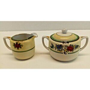Noritake Vintage 1980's Hand Painted Sugar Bowl & 4 oz. Creamer Floral Decor GUC
